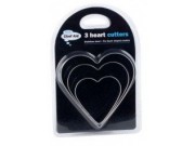 Chef Aid 3 Stainless Steel Heart Shaped Cutters